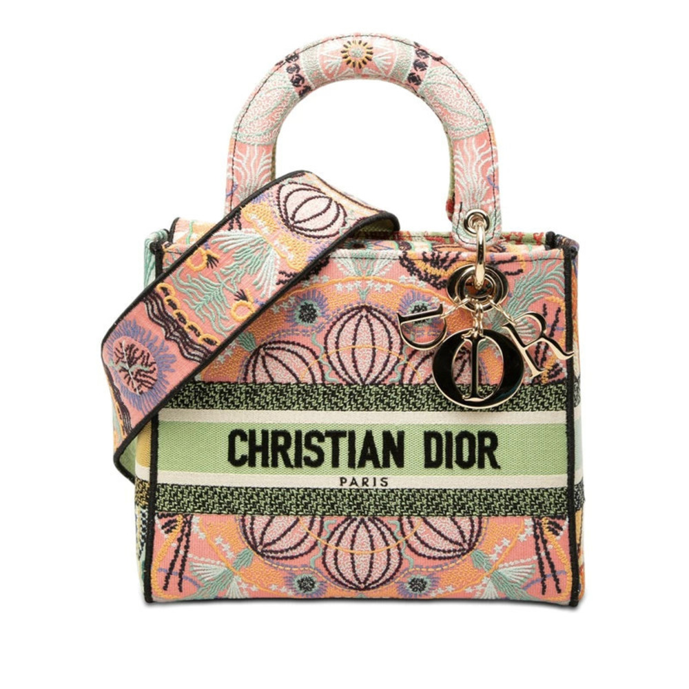 Christian Dior LADY D LITE 2way Shoulder Bag Multicolor Canvas